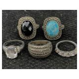 Sterling Silver Rings, Tw 31g, Sz 5.5, 6, & 7
