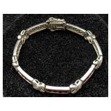 Sterling Silver Bracelet W/rubies, Tw 12.6g,