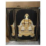 2-Asian wall art w/golden-colored accents,