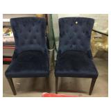 2-Blue chairs w/studded accents