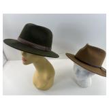 2 Wool Traveler Fedora Hats.