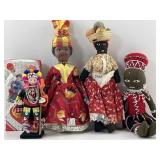 4 International dolls, Africa, Guadeloupe,
