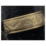 14k Gold Ring W/diamonds, Tw 7g, Sz 9.5