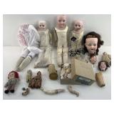 Vtg Ceramic Bisque dolls & asstd parts
