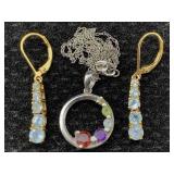 Sterling Silver Earrings And Necklace, Tw 6.1g,