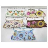 5 Clutch evening handbagï¿½s , embroidered w/beaded