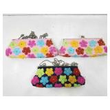3 Clutch evening handbags textured flowers