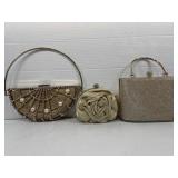 3 Metal Frame Gold Evening Bags