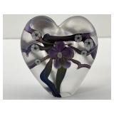 Signed Zellique Studio heart-shaped art glass