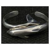 Sterling Silver Dolphin Cuff Bracelet, Tw 23.6g,