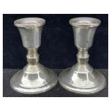 2 Sterling Silver Weighted Candle Holders, Tw 275g