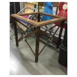 Wood accent table w/metal legs, no glass top,