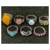 7 Sterling Silver Rings, Tw 32.3g, Sz 6, 7 & 8.5
