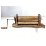Vtg Wooden hand-crank clothes wringer 28 in long