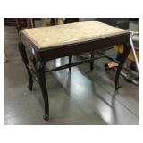 Vtg Wood stool w/carved legs and floral patter