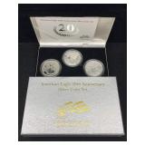 3 American Eagle 20th Anniv. Silver Coin Set W/box