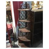 Wood corner shelf w/5-tiers, 12x12x53in