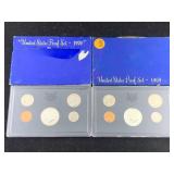 1969 & 1970 Proof Sets W/40% Silver Half Kennedy