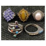 5 Sterling Silver Rings, Tw 29g, Sz 6, 7 & 8