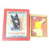 Framed Champion spark plugs picture 12x15 in &