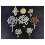 Religious Rosaries W/pocket Watch & More