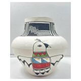 Signed HHE Acoma Pueblo Pottery Vase 8in H