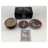 Music box, mother of pearl & blk lacquer & mini