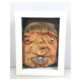 Vtg Mask, rubber in shadow box 6.5x8,5
