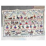 Vtg Peruvian Folk Art Handmade Tapestry  67x46