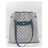 Gucci GG Monogram Coated Canvas Tote. Navy Trim.