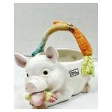 Fitz & Floyd French Market Ceramic Pig Basket.
