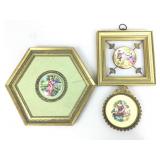 Vtg framed Victorian scene, man playing guitar