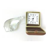 Vtg Seth Thomas travel clock & glass polar bear