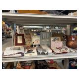 Metal footed bucket, decorative pillow ornaments,