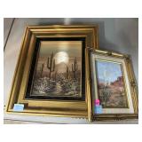 2 Framed Desert Paintings. One with Certificate