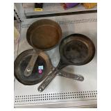 Vtg Friar and other metal camping pans.