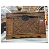 Wood and Wicker Storage Trunk. Approx. 23x15x13