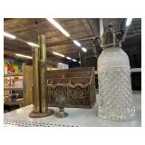 Vintage Rogers Metal and Glass Pitcher, Change