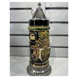 German beer stein w/metal lid 10 in tall, LE