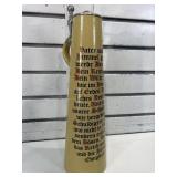 German beer stein w/metal lid, 15 in tall