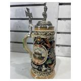 German beer stein w/metal lid 8 in tall, LE
