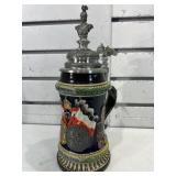 German beer stein w/metal lid, 10 in tall, LE