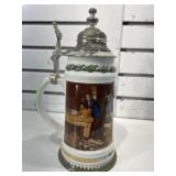 German beer stein w/metal lid 10 in tall