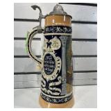German beer stein w/metal lid 12 in tall