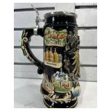 German beer stein w/broken metal lid 12 in tall,