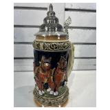 German beer stein w/metal lid, 10 in