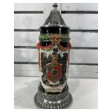 German beer stein w/metal lid 10 in tall, LE