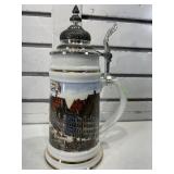 German beer stein w/metal lid 10 in tall