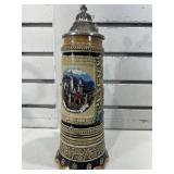 German beer stein w/metal lid, 12 in tall,