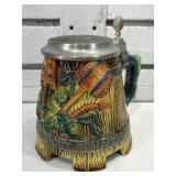 German beer stein w/metal lid, 5 in tall